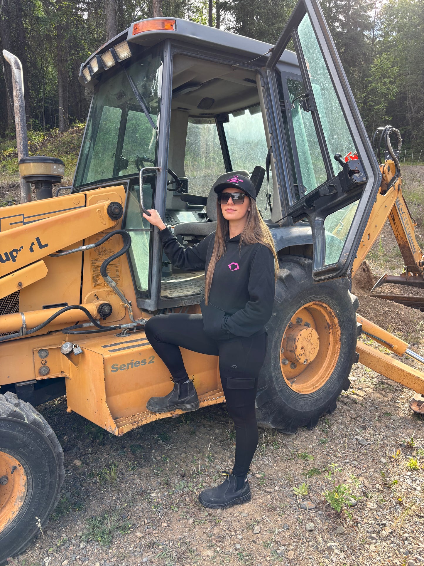 Acid wash Blue Collar Babes pullover hoodie