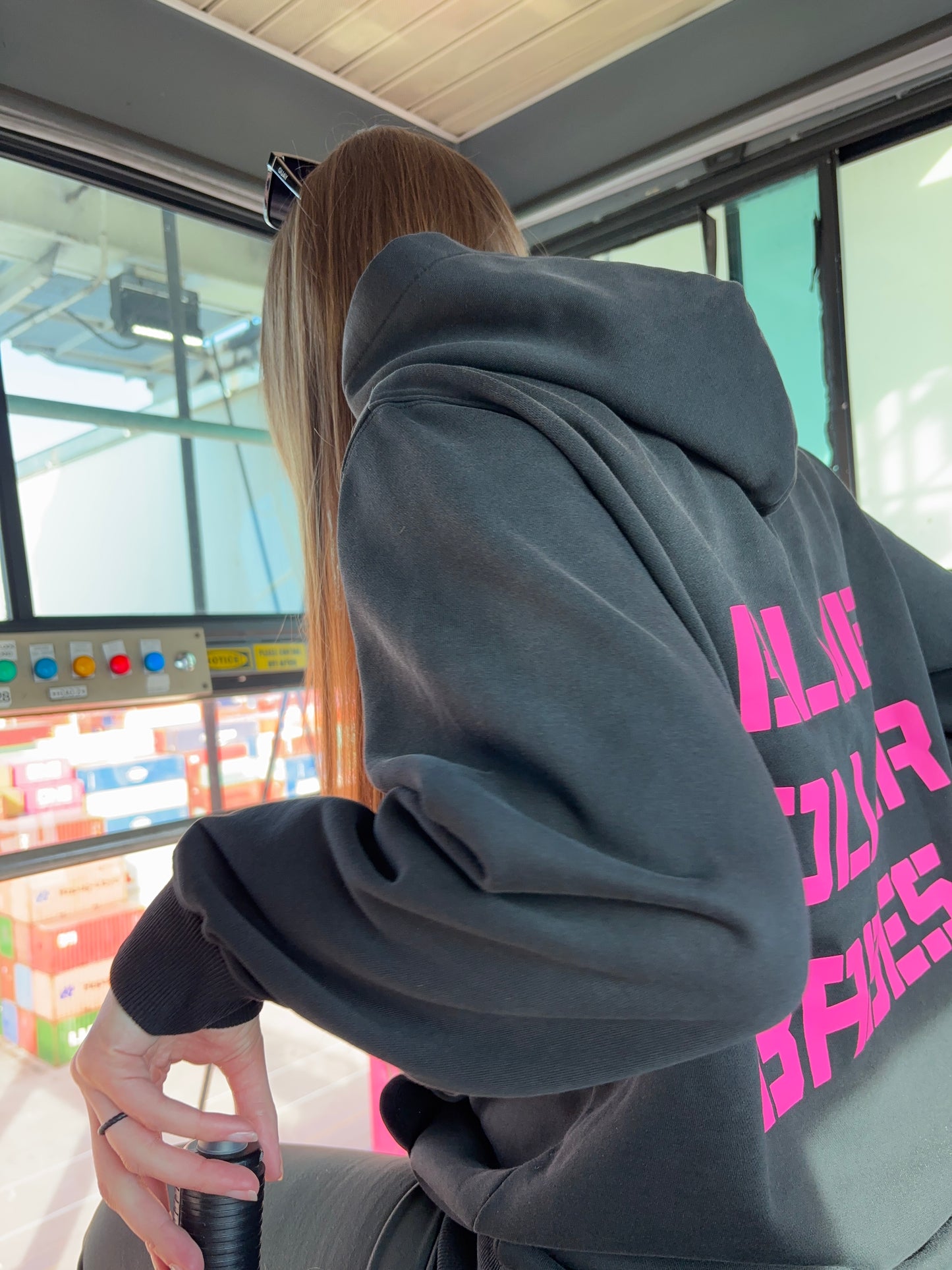 Acid wash Blue Collar Babes pullover hoodie